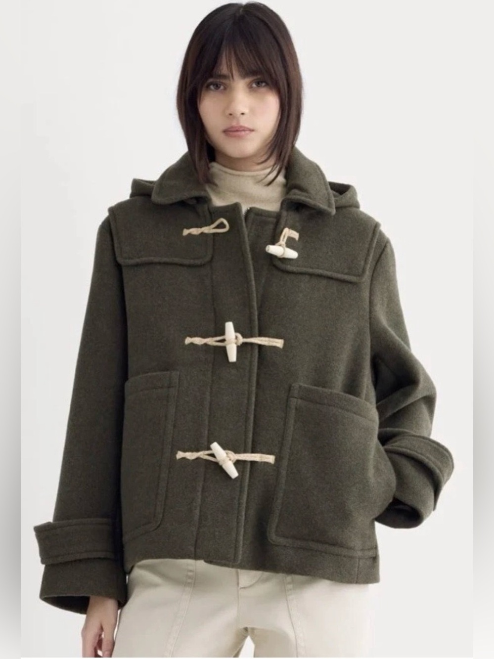 Everlane The ReWool Duffle Coat Size S in Heather Beech